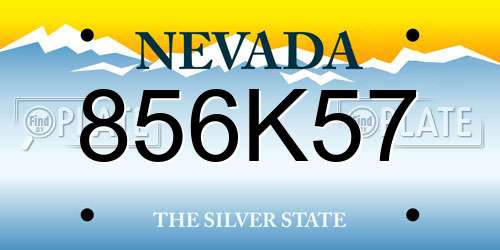 856K57 Nevada License Plate
