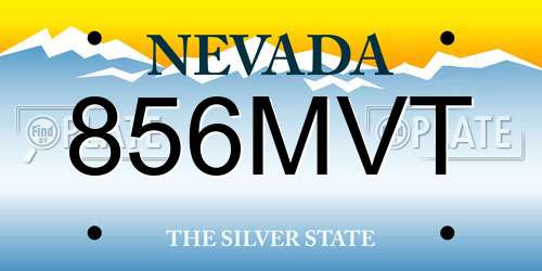 856MVT Nevada License Plate