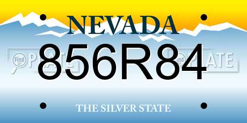 856R84 Nevada License Plate