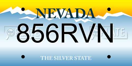 856RVN Nevada License Plate