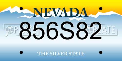 856S82 Nevada License Plate
