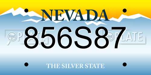 856S87 Nevada License Plate