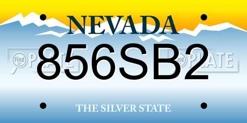 856SB2 Nevada License Plate