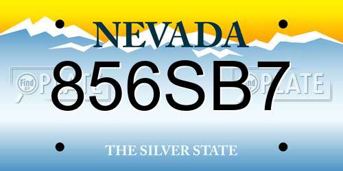 856SB7 Nevada License Plate