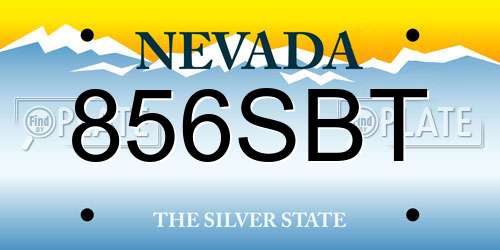 856SBT Nevada License Plate