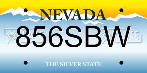 856SBW Nevada License Plate