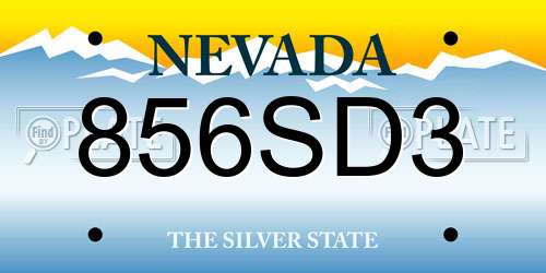 856SD3 Nevada License Plate