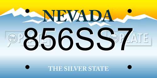 856SS7 Nevada License Plate