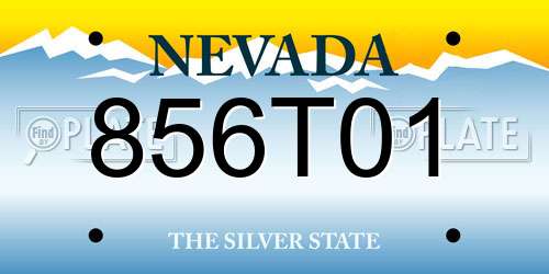 856T01 Nevada License Plate