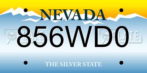 856WD0 Nevada License Plate