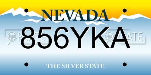 856YKA Nevada License Plate