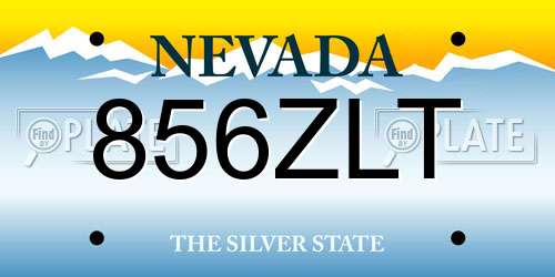 856ZLT Nevada License Plate