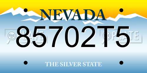 85702T5 Nevada License Plate