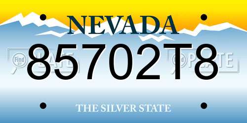 85702T8 Nevada License Plate
