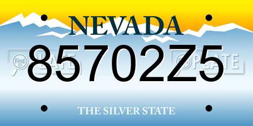 85702Z5 Nevada License Plate