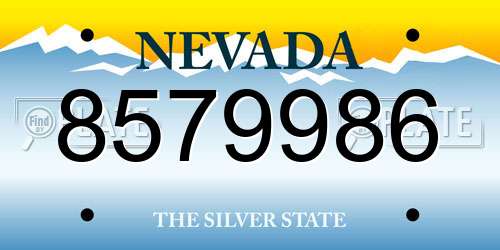 8579986 Nevada License Plate