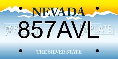 857AVL Nevada License Plate