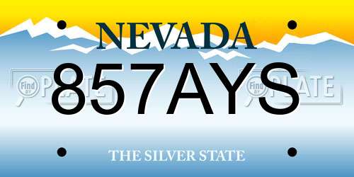 857AYS Nevada License Plate