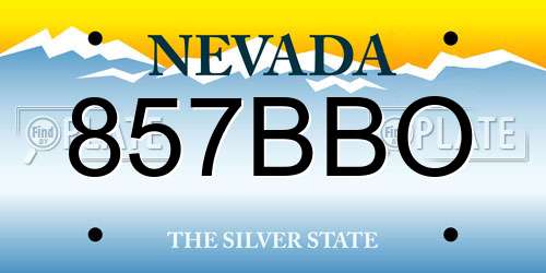 857BBO Nevada License Plate