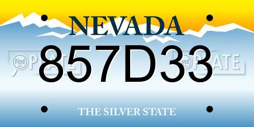 857D33 Nevada License Plate