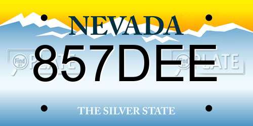 857DEE Nevada License Plate