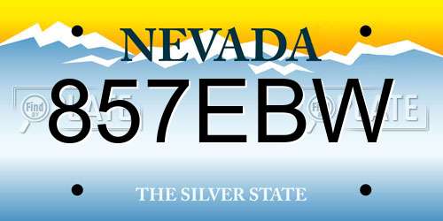 857EBW Nevada License Plate