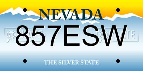 857ESW Nevada License Plate
