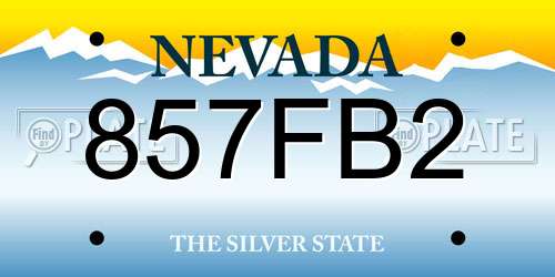 857FB2 Nevada License Plate