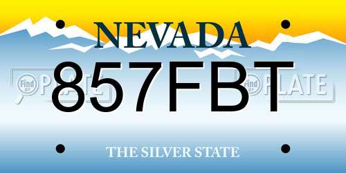 857FBT Nevada License Plate