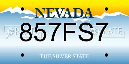 857FS7 Nevada License Plate