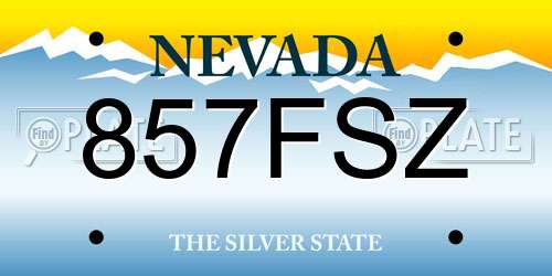 857FSZ Nevada License Plate