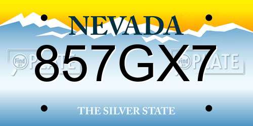 857GX7 Nevada License Plate