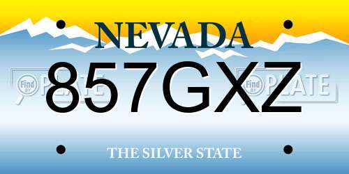 857GXZ Nevada License Plate