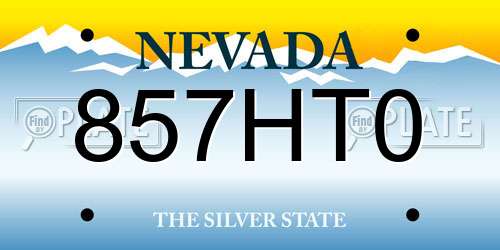 857HT0 Nevada License Plate