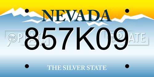 857K09 Nevada License Plate