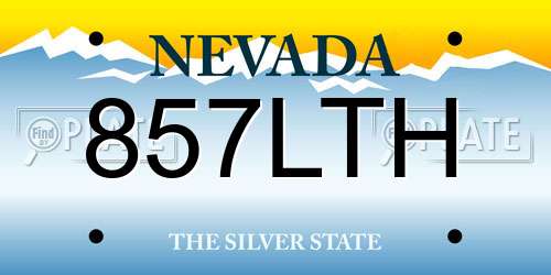857LTH Nevada License Plate