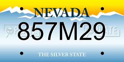 857M29 Nevada License Plate