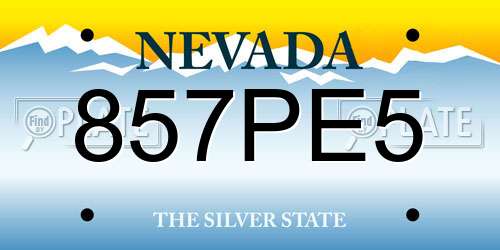 857PE5 Nevada License Plate
