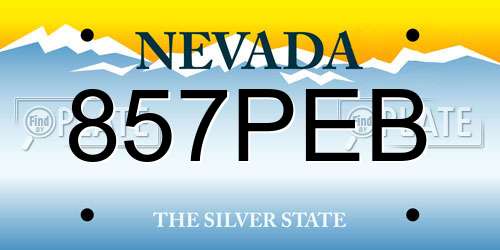 857PEB Nevada License Plate