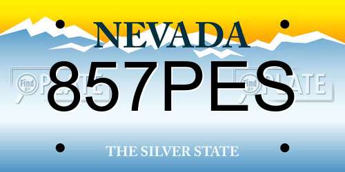 857PES Nevada License Plate