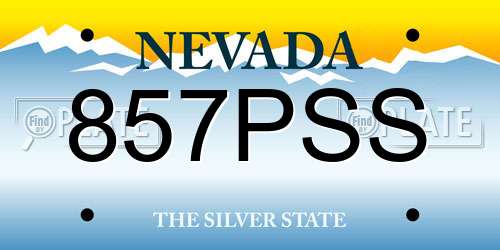 857PSS Nevada License Plate