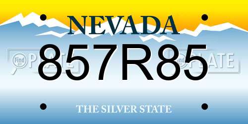 857R85 Nevada License Plate