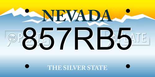 857RB5 Nevada License Plate