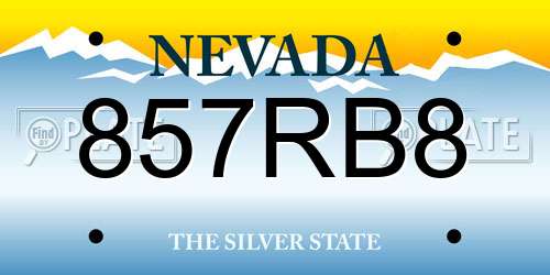 857RB8 Nevada License Plate