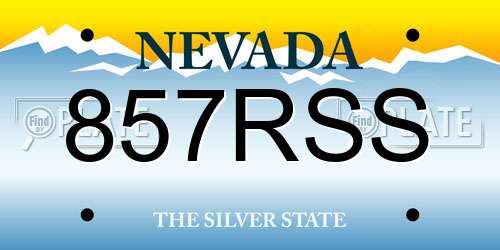 857RSS Nevada License Plate