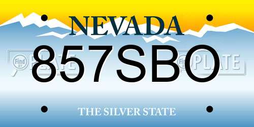 857SBO Nevada License Plate