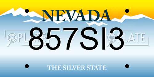 857SI3 Nevada License Plate