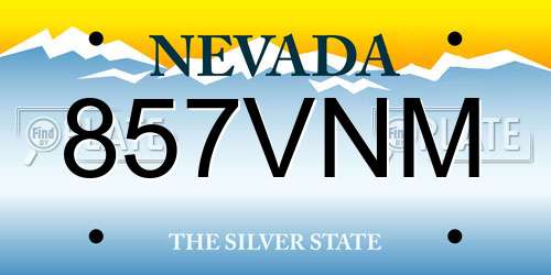 857VNM Nevada License Plate
