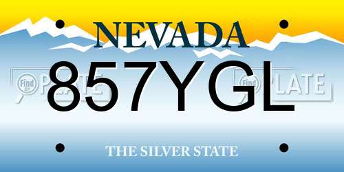 857YGL Nevada License Plate