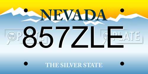 857ZLE Nevada License Plate
